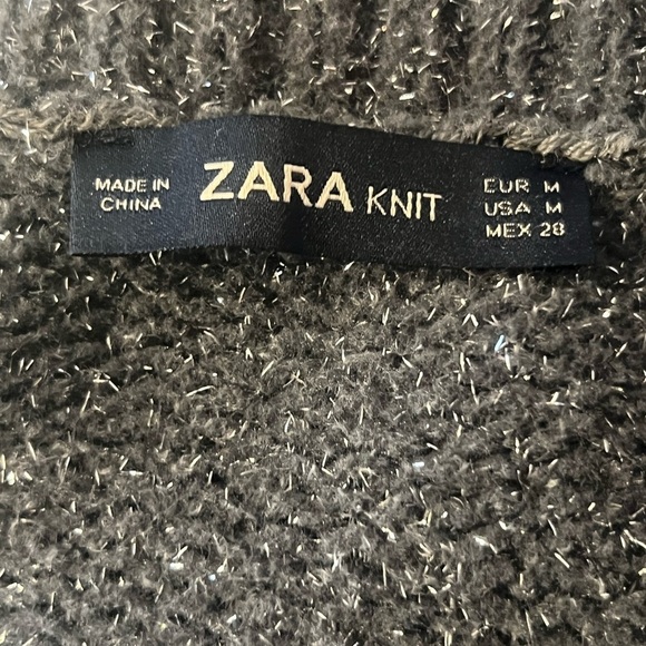 Zara Grey Silver  Crop Sparkle Sweater - Picture 11 of 11